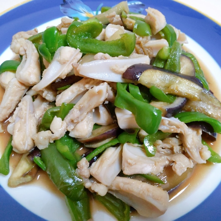 やげん軟骨と夏野菜のオイスターソース炒め(・ิω